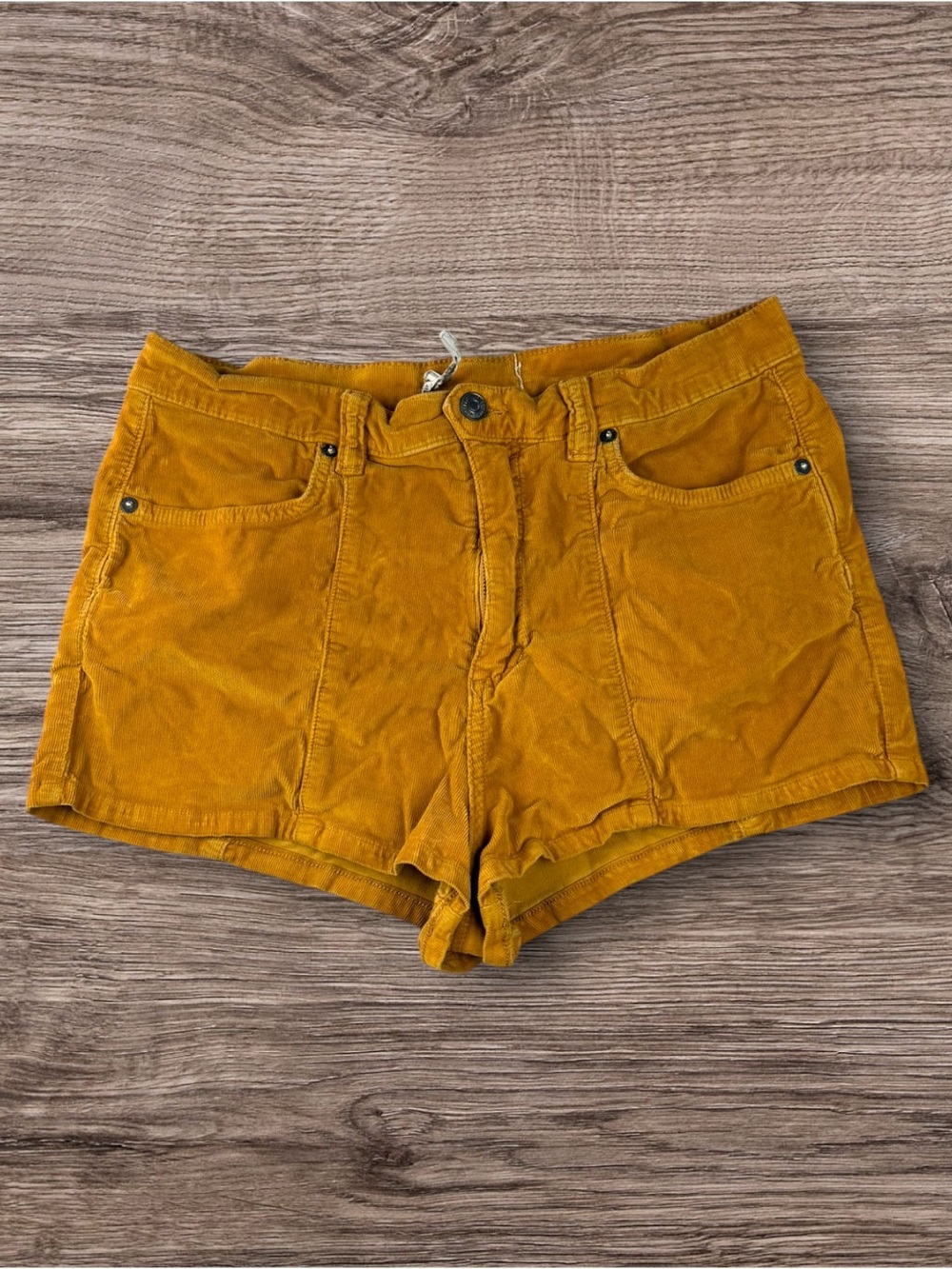 Free People Corduroy High Rise Mustard Shorts Size 30